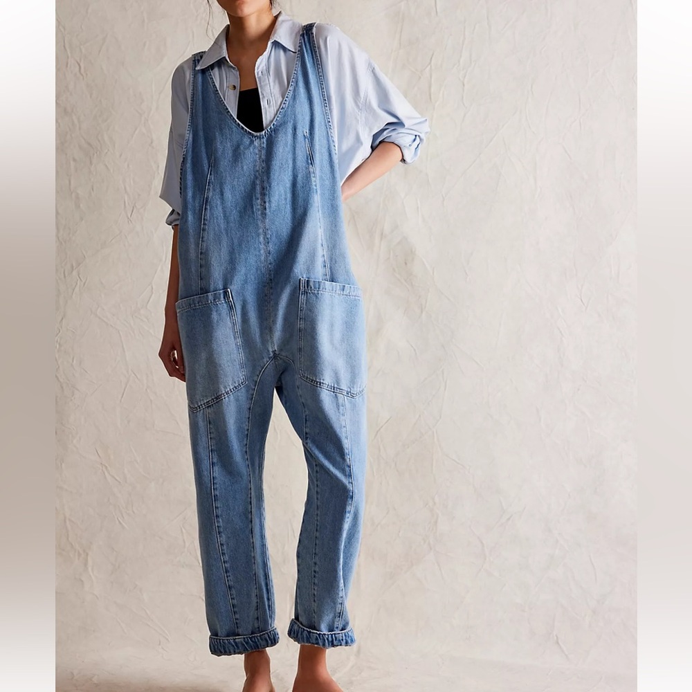 We The Free High Roller Jumpsuit in Kansas blue size M